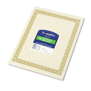 Geographics Archival Quality Parchment Paper Certificates, 11 x 8.5, Horizontal Orientation, Natural with White Diplomat Border, 50/Pack