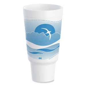 Dart Horizon Hot/Cold Foam Drinking Cups, 44 oz, White/Ocean Blue, 15/Bag, 20 Bags/Carton