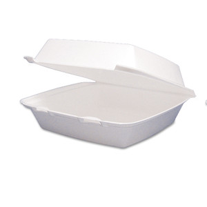 Dart Foam Hinged Lid Containers, 9.25 x 9.5 x 3, 200/Carton (DCC95HT1R) View Product Image