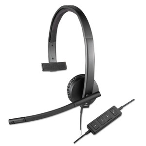 Logitech H570e Monaural Over The Head Wired Headset, Black