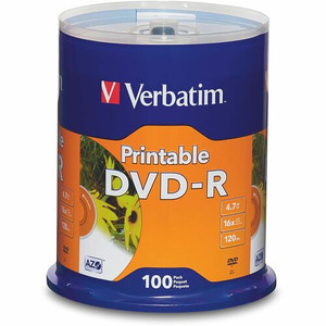 Verbatim DVD Recordable Media - DVD-R - 16x - 4.70 GB - 100 / Pack - White