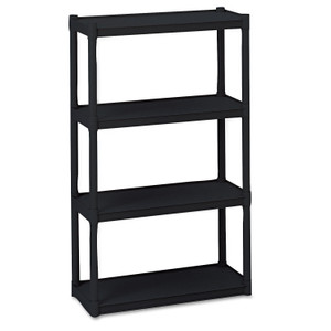Iceberg Rough n Ready Open Storage System, Four-Shelf, Injection-Molded Polypropylene, 32w x 13d x 54h, Black