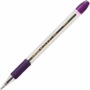 Pentel R.S.V.P. Ballpoint Stick Pens - 1 mm Medium Pen Point - Refillable - Violet Ink - Clear Barrel - Stainless Steel Tip