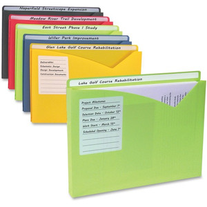 C-Line Letter File Jacket - 8 1/2" x 11" - 1" Expansion - Charcoal Gray, Lime Green, Raspberry Red, Steel Blue, Amber Orange - Archival-safe