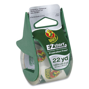 Duck EZ Start Premium Packaging Tape with Dispenser, 1.5" Core, 1.88" x 22.2 yds, Clear
