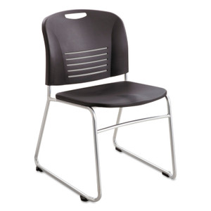 Safco Vy Series Stack Chairs, Supports Up to 350 lb, 18.75" Seat Height, Black Seat, Black Back, Silver Base, 2/Carton (SAF4292BL) View Product Image
