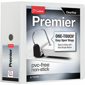 Cardinal Premier ONE-TOUCH Easy Open Locking Slant-D Rings Binder - 5" Binder Capacity - Letter - 8 1/2" x 11" Sheet Size - 1050 Sheet Capacity - 5 19/64" Spine Width - (CRD10350CB)