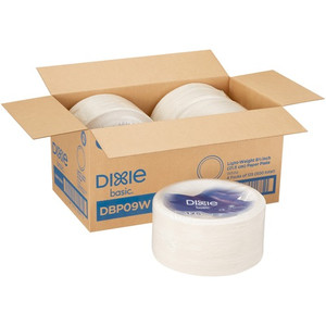 Dixie Basic 8-1/2" Lightweight Paper Plates by GP Pro - Microwave Safe - 8.5" Diameter - White - Paper Body - 125/Pack