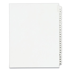 Avery Preprinted Legal Exhibit Side Tab Index Dividers, Avery Style, 25-Tab, 1 to 25, 11 x 8.5, White, 1 Set, (1330)