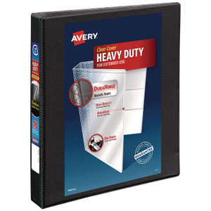 Avery Heavy-Duty Non Stick View Binder with DuraHinge and Slant Rings, 3 Rings, 1" Capacity, 11 x 8.5, Black, (5300)
