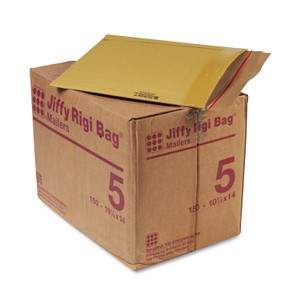 Sealed Air Jiffy Rigi Bag Mailer, #5, Square Flap, Self-Adhesive Closure, 10.5 x 14, Natural Kraft, 150/Carton (SEL89314) View Product Image