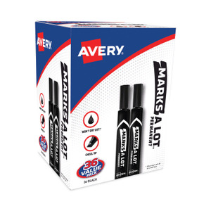 Avery MARKS A LOT Large Desk-Style Permanent Marker Value Pack, Broad Chisel Tip, Black, 36/Pack (98206) View Product Image