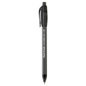 Paper Mate ComfortMate Ultra Ballpoint Pen, Retractable, Fine 0.8 mm, Black Ink, Black Barrel, Dozen