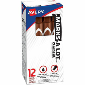 Avery Marks A Lot Marks-A-Lot Desk-Style Permanent Markers - Large - 4.7625 mm Chisel Marker Point - Brown Ink - Brown Plastic Barrel