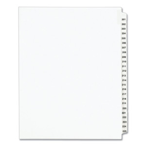 Avery Preprinted Legal Exhibit Side Tab Index Dividers, Avery Style, 25-Tab, 201 to 225, 11 x 8.5, White, 1 Set, (1338)