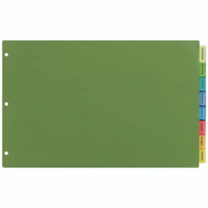 Avery Insertable Big Tab Plastic Dividers, 8-Tab, 11 x 17, Green, 1 Set