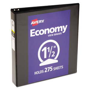 Avery Economy View Binder with Round Rings , 3 Rings, 1.5" Capacity, 11 x 8.5, Black, (5725) View Product Image