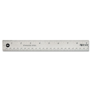 Westcott Stainless Steel Office Ruler With Non Slip Cork Base, Standard/Metric, 18" Long (ACM10417) View Product Image