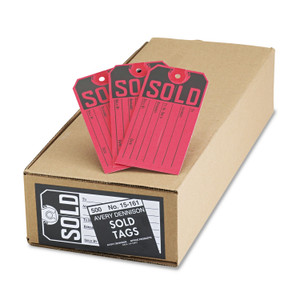 Avery Sold Tags, Paper, 4.75 x 2.38, Red/Black, 500/Box (AVE15161) View Product Image