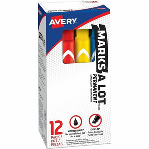 Avery Marks A Lot Marks A Lot Permanent Markers - Large Desk-Style Size - Chisel Marker Point - Black, Blue, Orange, Green, Purple, Yellow Ink