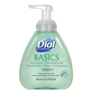 Dial Professional Basics Hypoallergenic Foaming Hand Wash, Honeysuckle Scent, 15.2 oz, 4/Carton