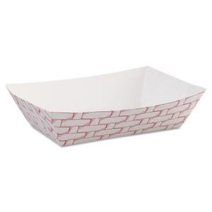 Boardwalk Paper Food Baskets, 6 oz Capacity, 3.78 x 4.3 x 1.08, Red/White, 1,000/Carton (BWK30LAG040) View Product Image