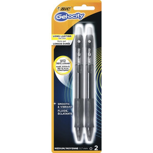 BIC Gel Retractable Pens - 0.7 mm Medium Pen Point - Refillable - Retractable - Black Ink - Gel-based