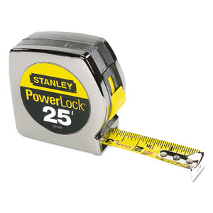 Stanley Powerlock II Power Return Rule, 1" x 25 ft, Chrome/Yellow (BOS33425) View Product Image