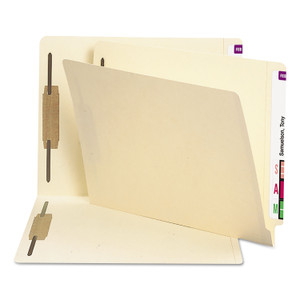 Smead End Tab Fastener Folders with Reinforced Straight Tabs, 11-pt Manila, 2 Fasteners, Letter Size, Manila Exterior, 250/Box (SMD34125) View Product Image