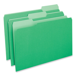 Universal Interior File Folders, 1/3-Cut Tabs: Assorted, Legal Size, 11-pt Stock, Green, 100/Box (UNV15302) View Product Image