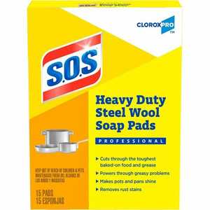 CloroxPro&trade S.O.S Steel Wool Soap Pads - For Multi Surface - Pad - 4" Length x 5" Width - Heavy Duty - Blue