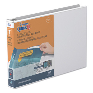 Stride QuickFit Landscape Spreadsheet Round Ring View Binder, 3 Rings, 1" Capacity, 11 x 8.5, White (STW97110)