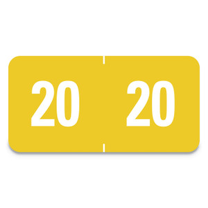 Smead Yearly End Tab File Folder Labels, 20, 0.5 x 1, Yellow, 25/Sheet, 10 Sheets/Pack (SMD67920) View Product Image