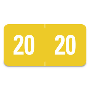 Smead Yearly End Tab File Folder Labels, 20, 0.5 x 1, Yellow, 25/Sheet, 10 Sheets/Pack