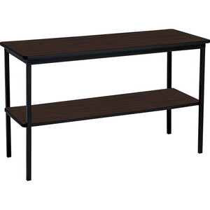 Iceberg Utility Table - Walnut Laminate Rectangle Top - Powder Coated Black Base - 500 lb Capacity - 48" Table Top Length x 18" Table Top Width x 0.75" Table Top Thickness - 30" Height