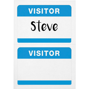 Advantus Corp. Badge Stickers, "Visitor", 3-1/2"x2-1/4", 100/BX, White/Blue (AVT97190) View Product Image