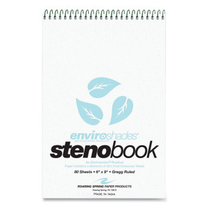 Roaring Spring Enviroshades Steno Notepad, Gregg Rule, White Cover, 80 Blue 6 x 9 Sheets, 4/Pack (ROA12284) View Product Image