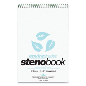 Roaring Spring Enviroshades Steno Notepad, Gregg Rule, White Cover, 80 Blue 6 x 9 Sheets, 4/Pack