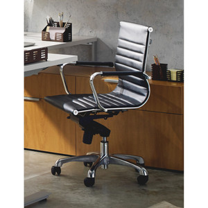 Lorell Modern Mid Back Chair, 25"x24-3/4"x37-39-3/4", Black (LLR59538) View Product Image