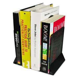 Artistic Urban Collection Punched Metal Bookends, Nonskid, 5.5 x 6.5 x 6.5, Perforated Steel, Black, 1 Pair