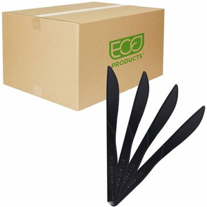 Eco-Products 6" Recycled Polystyrene Knives - Black - 50/Pack
