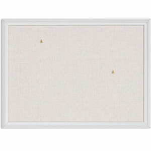 U Brands Linen Bulletin Board - 17" Board Height x 23" Board Width - Tan Cork Surface - Self-healing, Durable, Mounting System - White Wood Frame