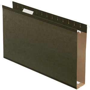 Pendaflex Legal Recycled Hanging Folder - 2" Folder Capacity - 8 1/2" x 14" - Pressboard - Standard Green - Reinforced Gusset, Acid-free