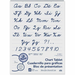 Pacon Ruled Chart Tablet - 25 Sheets - Spiral Bound - Ruled Front Ruling - 1" Ruled - 24" x 32" Sheet Size
