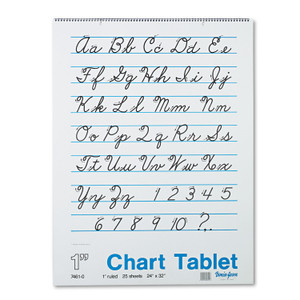 Pacon Chart Tablets, Presentation Format (1" Rule), 24 x 32, White, 25 Sheets