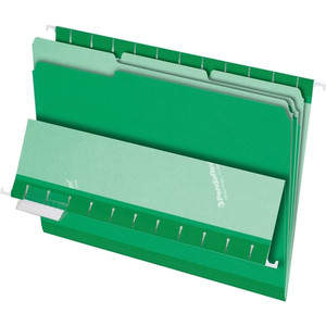 Pendaflex 1/3 Tab Cut Letter Recycled Top Tab File Folder - 8 1/2" x 11" - Top Tab Location - Assorted Tab Position - Green - 10% Recycled