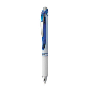 Pentel EnerGel RTX Gel Pen, Retractable, Medium 0.7 mm, Blue Ink, White/Translucent Blue Barrel