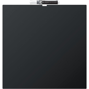 U Brands Frameless Magnetic Chalkboard - 14" (1.2 ft) Width x 14" (1.2 ft) Height - Black Painted Steel Surface - Square - Horizontal - Magnetic