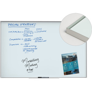 U Brands Glass Non-Magnetic Dry-Erase Board - 36" (3 ft) Width x 24" (2 ft) Height - Frosted White Tempered Glass Surface - White Aluminum Frame - Rectangle - Horizontal/Vertical (UBR2824U0001)
