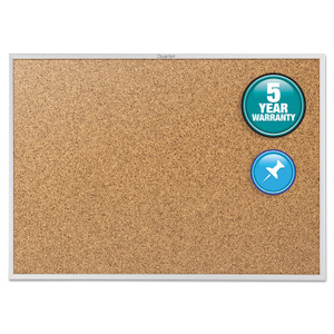 Quartet Classic Series Cork Bulletin Board, 36 x 24, Natural Surface, Silver Anodized Aluminum Frame (QRT2303) View Product Image